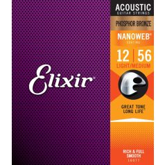   Elixir 16077 NanoWeb foszfor-bronz akusztikus gitárhúr 12-56