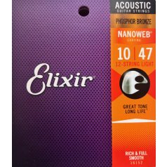   Elixir 16152 NanoWeb 12 húros foszfor-bronz akusztikus gitárhúr 10-47